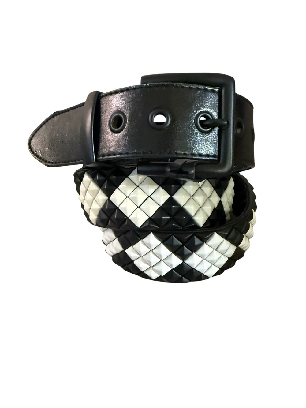 VTG Studded Checkered Belt Black White Women Size 42 Skater Punk Rock Grunge EMO